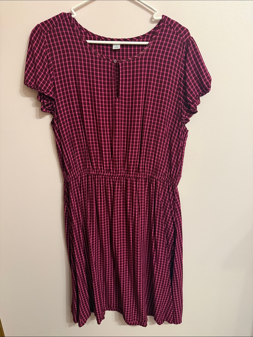 Old Navy Burgundy Pink Plaid Mini Dress